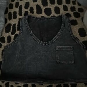 Black denim cropped top